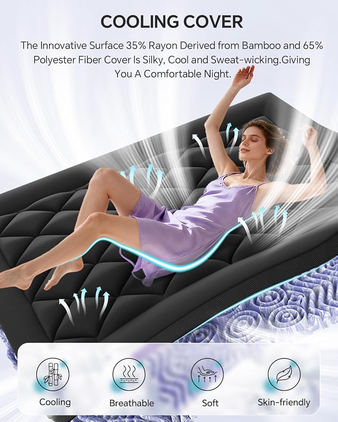 ChiXpace Dual Layer 4 Inch Memory Foam Mattress Topper King - Image 5