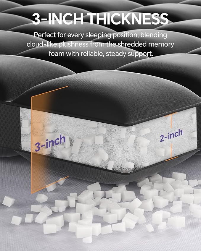 ChiXpace Dual Layer 5 Inch Memory Foam Mattress Topper Twin XL - Image 2