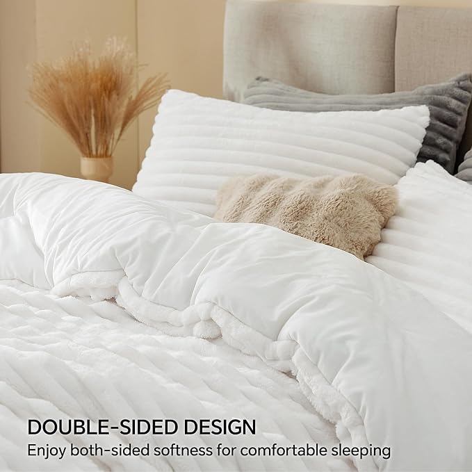 BEDELITE Fleece Oversized Queen Comforter Set -Super Soft & Warm Fluffy Bright - Image 4