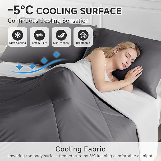 HOMFINE Cooling Comforter King Size, Japanese Double-Sided Cold Tech Fabric - Image 2