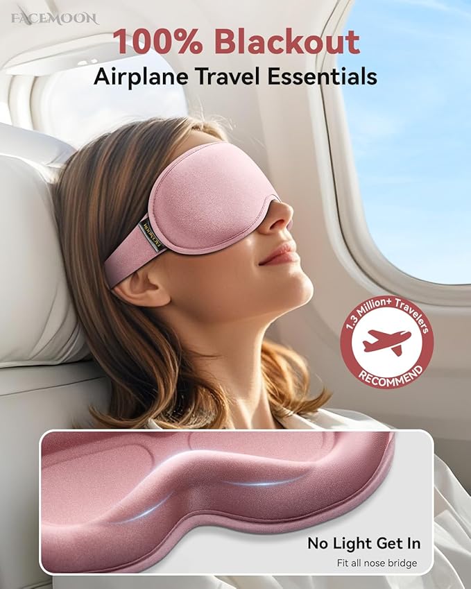 Weighted Blackout Sleep Mask for Women, 3D Contoured Zero Eye Pressure - Image 3