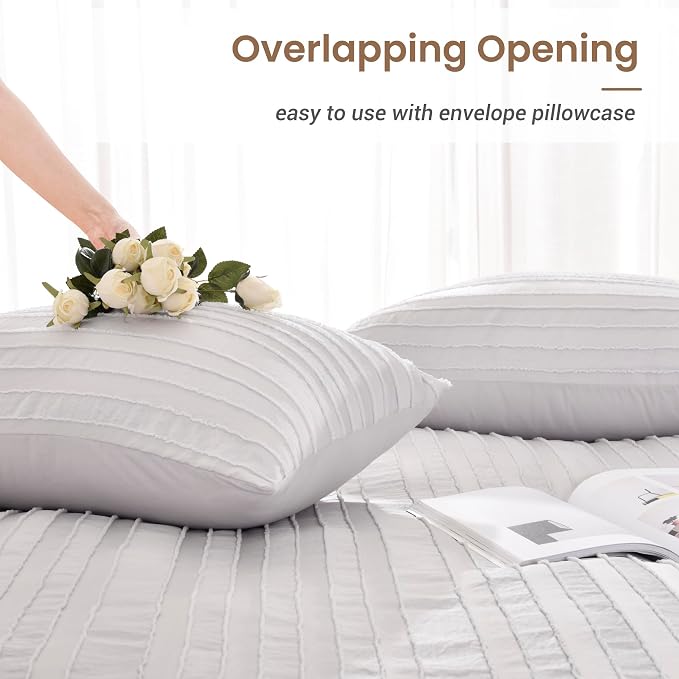 NEXHOME PRO Duvet Cover King, Light Grey 3 Pieces Boho Tufted Duvet Cover Set - Image 5