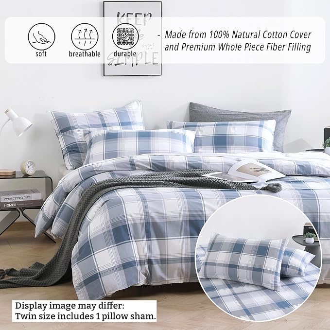 LEMIROE Vintage Cotton Comforter Twin Size 2Pcs - Image 2