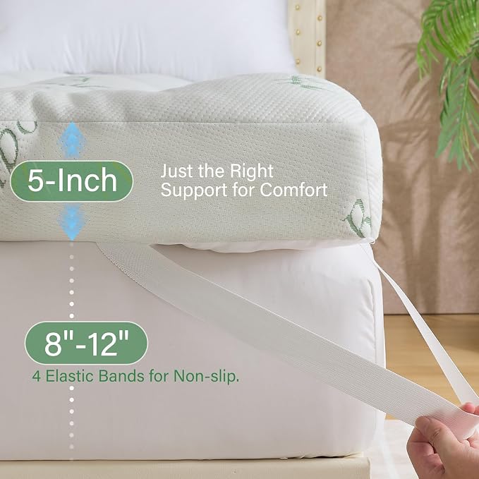 WhatsBedding 5 Inch Memory Foam Mattress Topper King Size - Image 3