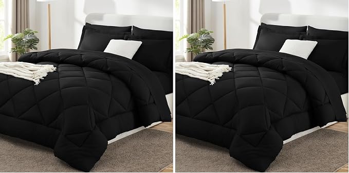 CozyLux Queen Comforter Set Black by CozyLux