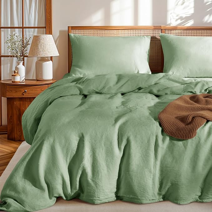 LBRO2M 100% France Linen Duvet Cover Set King Size 3 Pcs Natural Flax Comforter by LBRO2MBedding