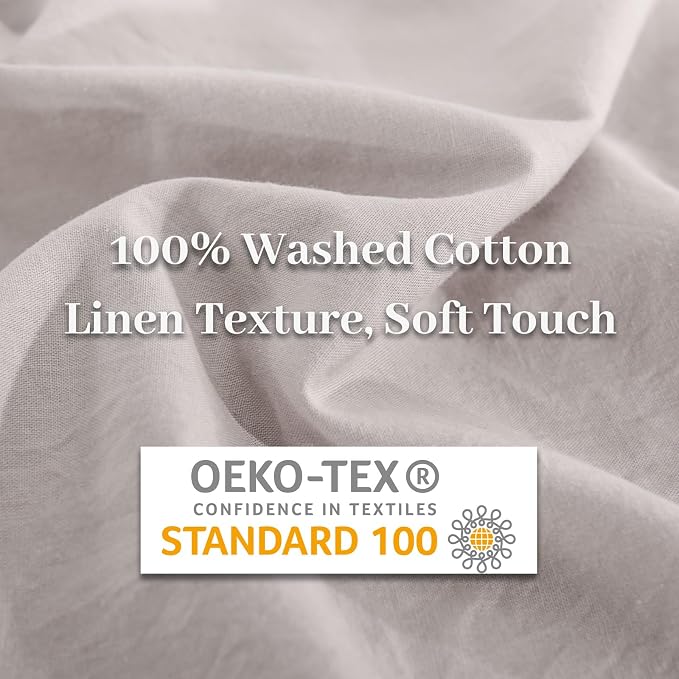 NEXHOME PRO Duvet Cover Full Size, 100% Washed Cotton Orgnic Linen Like - Image 6