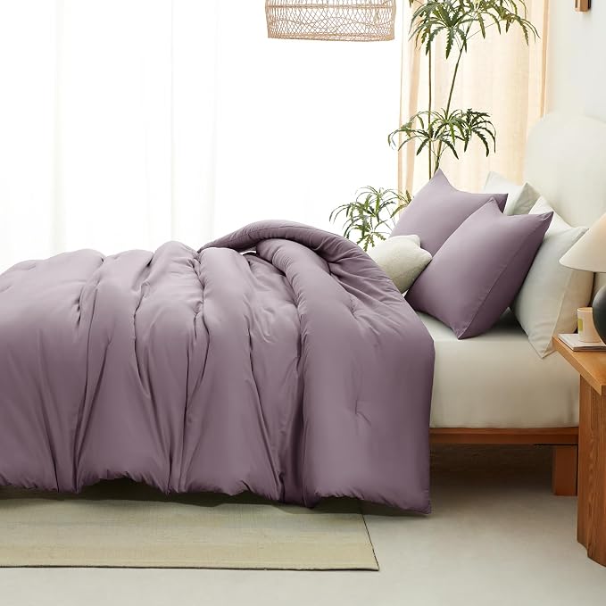 CozyLux Twin Comforter Set Dusty Purple, 2 Pieces Twin Extra Long Solid - Image 7