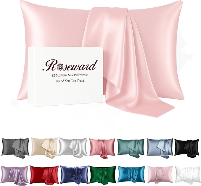 Pink Silk Pillowcase by ROSEWARD