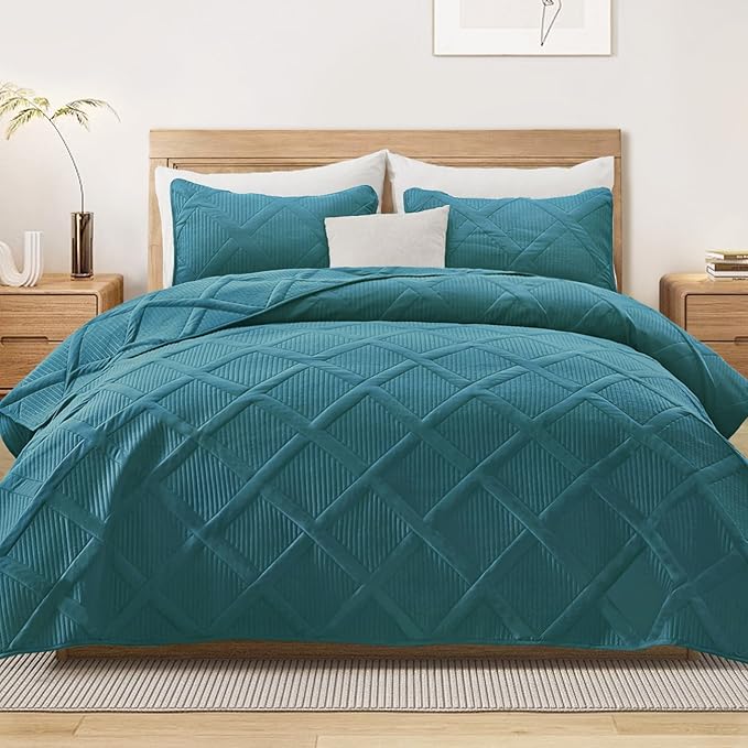 Exclusivo Mezcla King Quilt Set- Teal Quilts Bedding Set by ExclusivoMezcla