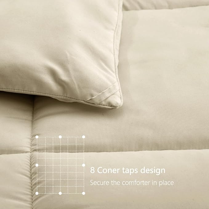TEXARTIST Premium 2100 Series Queen Comforter All Season Breathable Beige - Image 5