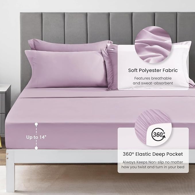 Love's cabin Full Comforter Set Light Purple, 7 Pieces Full Bed in a Bag - Image 4