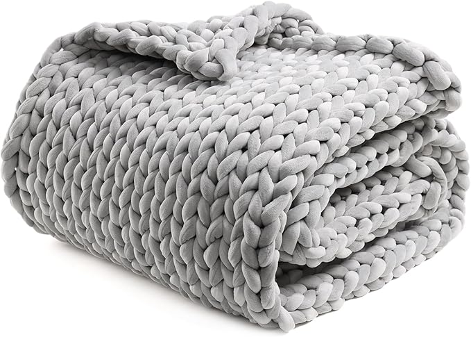 YnM Velvet Weighted Blanket, Handmade Chunky Knitted Design, Soft and Cozy by YNM