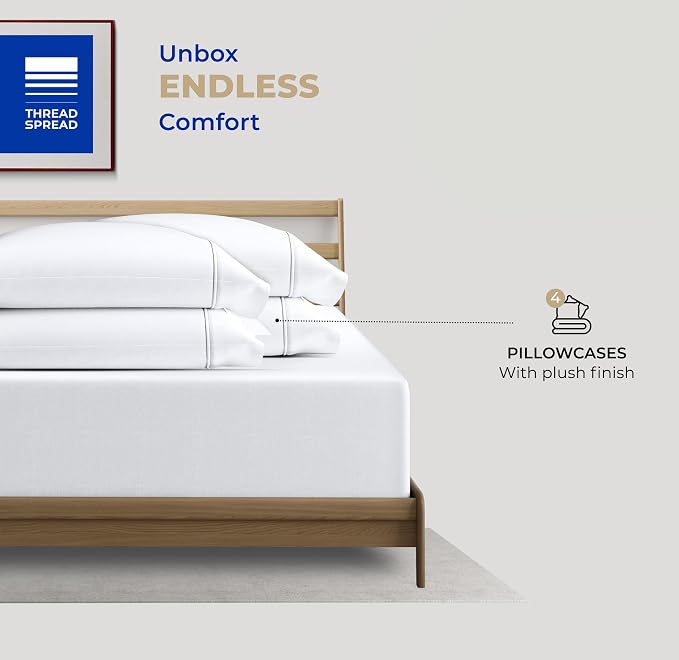 Thread Spread 100% Cotton King Size Pillow Cases Set of 4 - Image 3