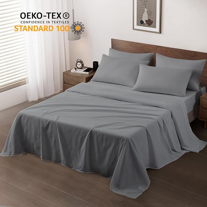 Maple&Stone Full Flat Sheet 6 Pack, Premium Soft & Breathable, Brushed - Image 2