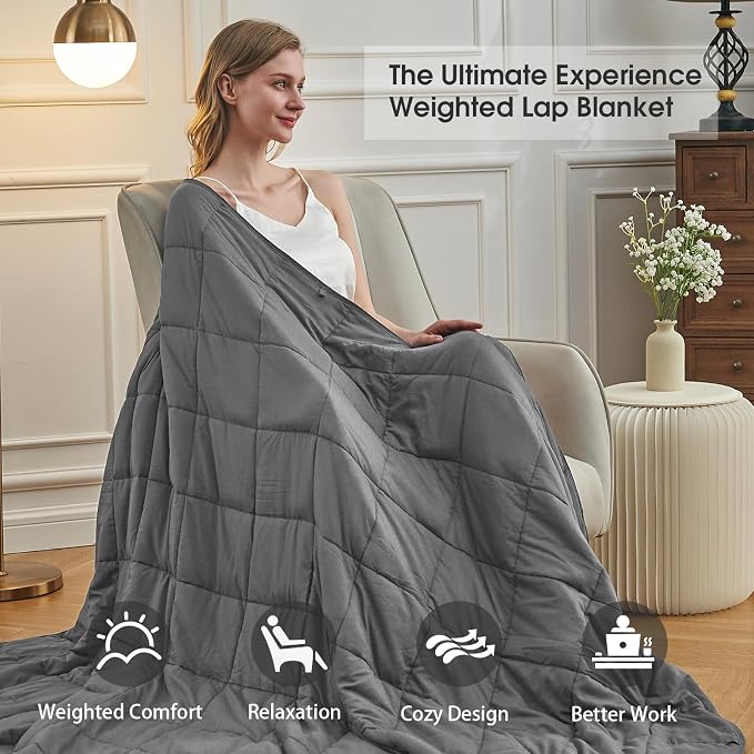 Weighted Blanket for Adults 12lbs, Queen Size Cooling Heavy Throw Blanket for - Image 2