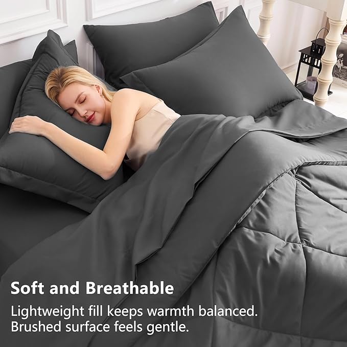 CozyLux Full Size Comforter Sets Dark Grey - Image 3