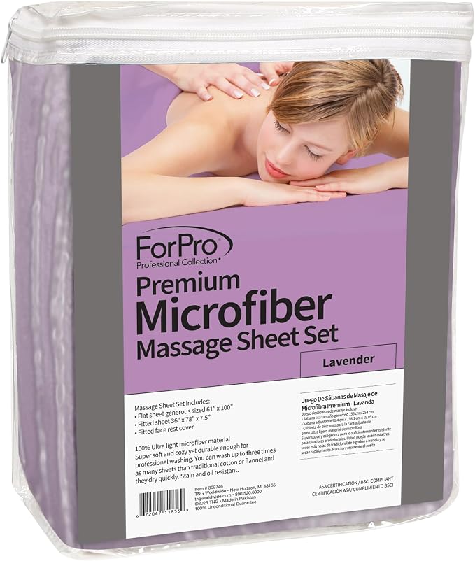 ForPro Professional Collection Premium Microfiber 3-Piece Massage Sheet Set - Image 2