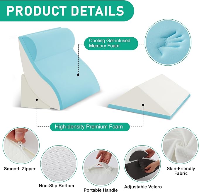 4PCS Wedge Pillow Set for After Surgery, Orthopedic Bed Wedge Pillow for Back - Image 3