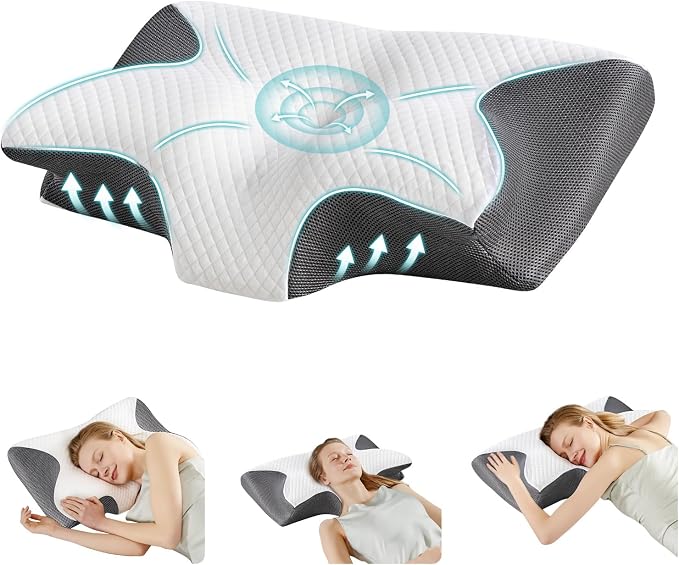 DUMOS Cervical Neck Pillow for Sleeping, Cooling Ergonomic Memory Foam Pillow by DumosLifestyle