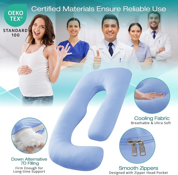 Sasttie Pregnancy Pillows for Sleeping, U Shaped Cooling Full Body Pillow - Image 3