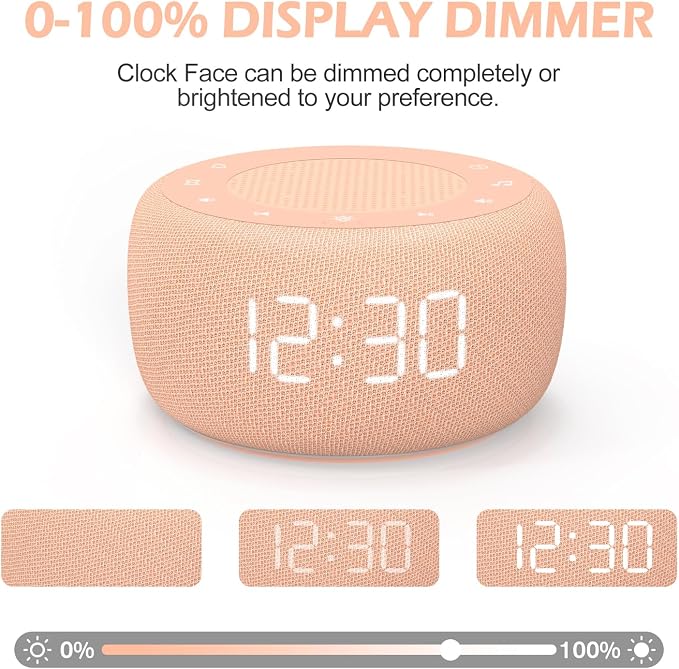 Buffbee Sound Machine & Alarm Clock 2-in-1, 0-100% Clock Face Brightness - Image 4