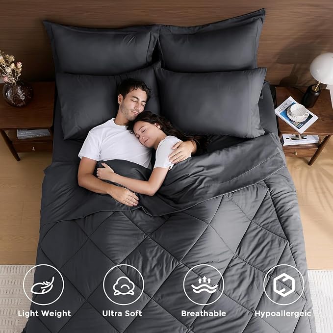 HEVUMYI Oversized Queen Comforter Set Dark Grey - Image 2