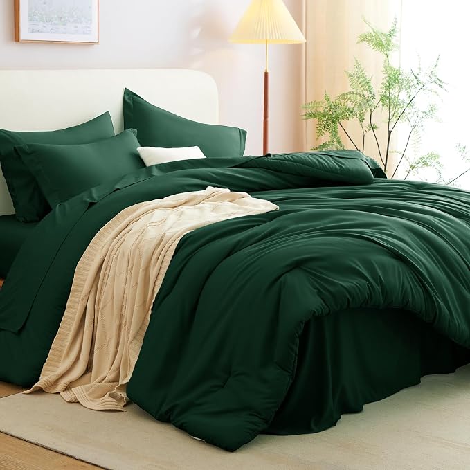CozyLux Twin XL Comforter Set Emerald Green, 5 Pieces Bed in a Bag Twin Extra - Image 9