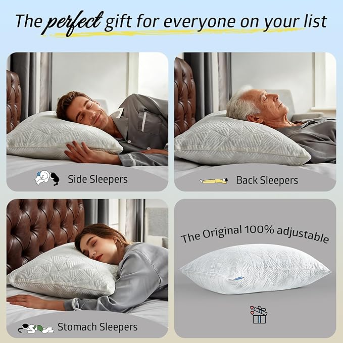 BETU Cooling Pillows Queen Size Set of 4, Shredded Memory Foam Bed Pillows - Image 5