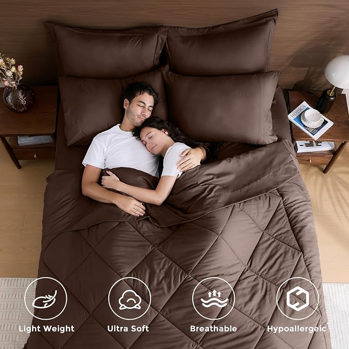 HEVUMYI Brown Twin Comforter Set - Image 2