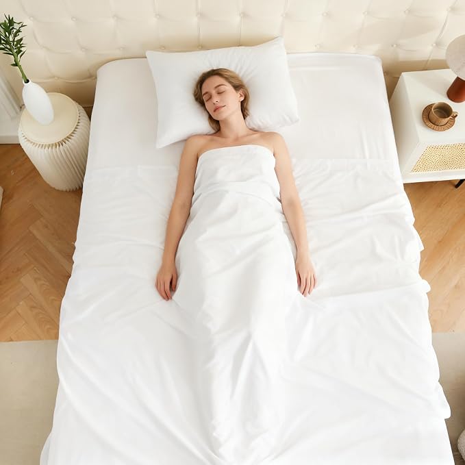 King Flat Sheet Only, 1 Pack White Top Bed Sheets, Soft Breathable Brushed - Image 6