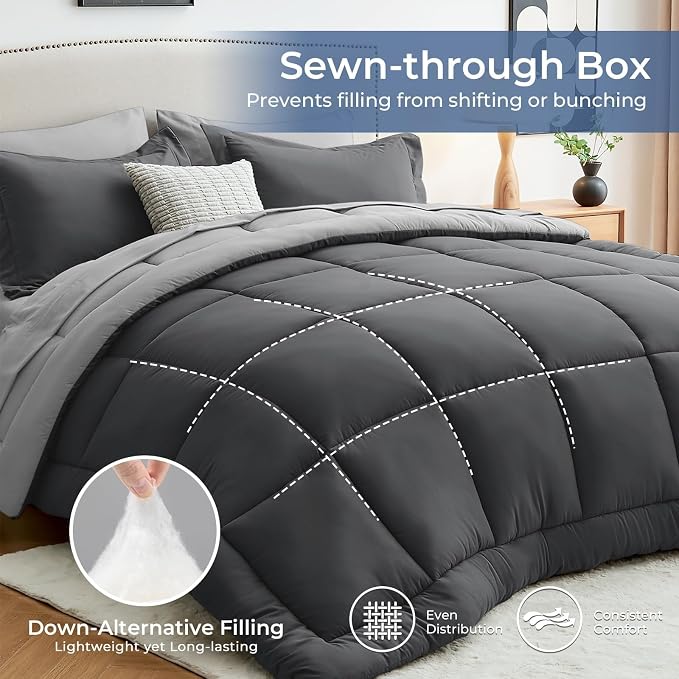 Sasttie Twin Comforter Set, 5 Pieces Bed in a Bag Twin, Complete Bedding Set - Image 3