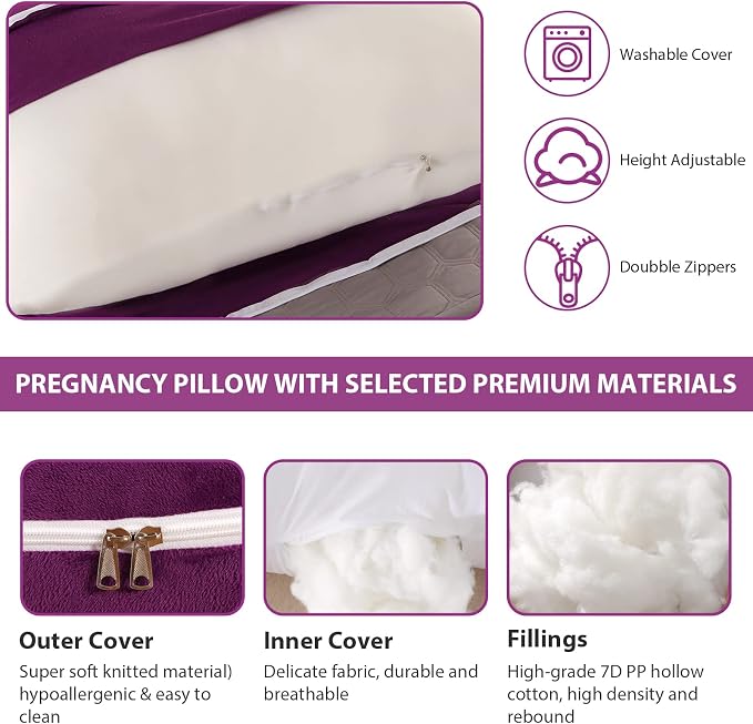 BATTOP Pregnancy Pillows for Sleeping, Full Body Pillow for Pregnancy Women - Image 3