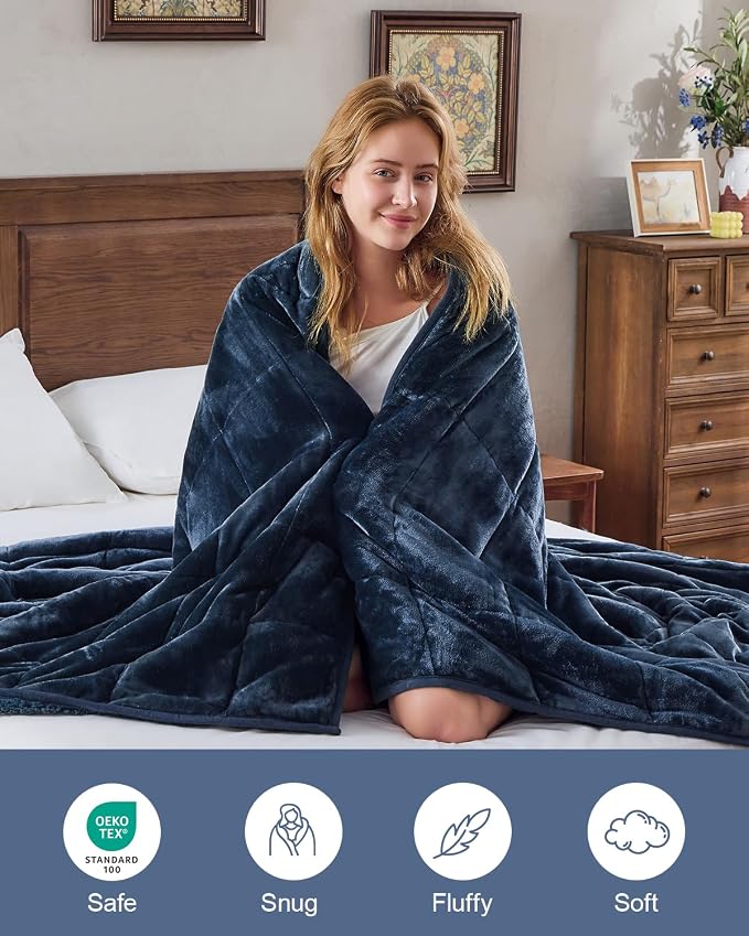 Super Fuzzy Soft Sherpa Fleece Weighted Blanket, 15 lbs Dual Sided Fluffy Heavy - Image 6
