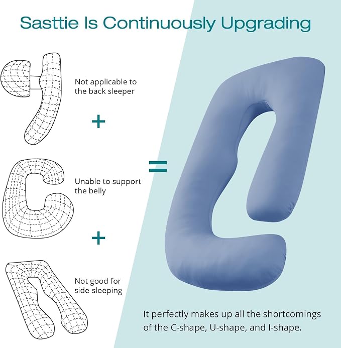 Sasttie Pregnancy Pillows for Sleeping, U Shaped Cooling Full Body Pillow - Image 4