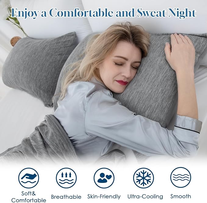 CHOSHOME Body Pillow Cover, Cooling Pillow Cases Zipper Long Pillow Case - Image 4