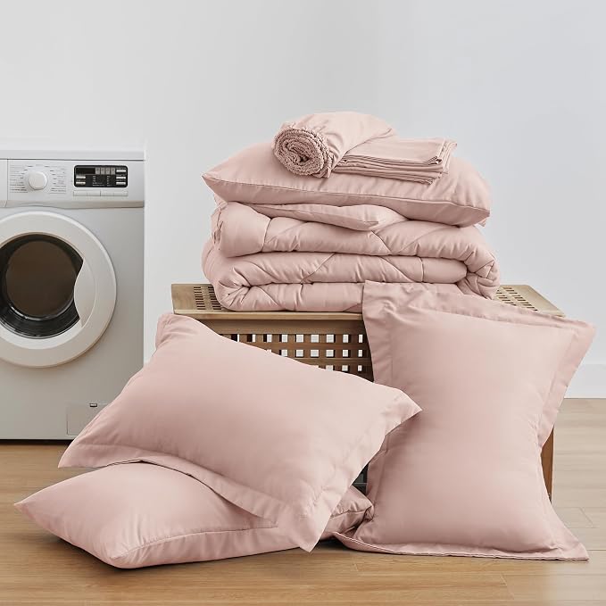 Love's cabin Full Comforter Set Pink, 7 Pieces Full Bed in a Bag, All Season - Image 6