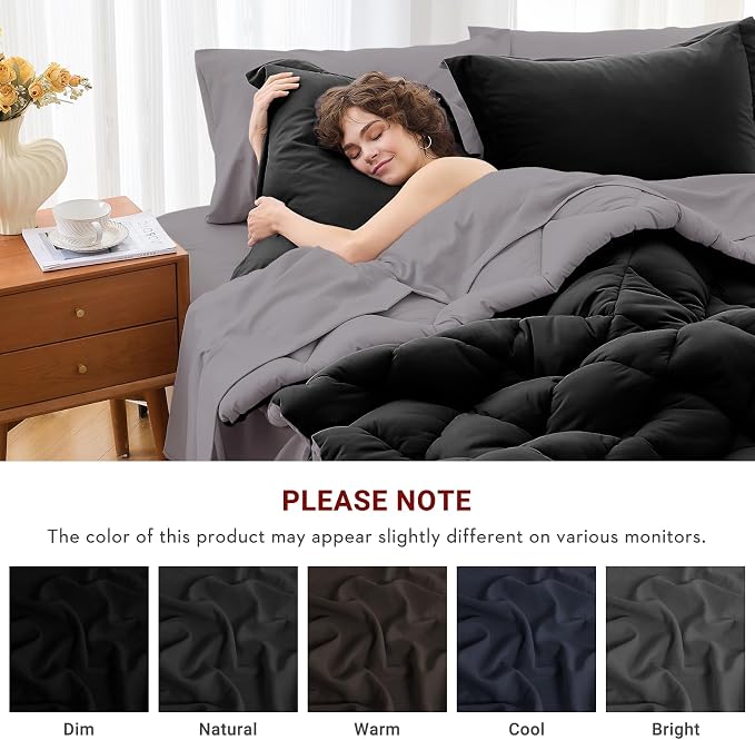MUXHOMO 7 Pieces Oversized Queen Comforter Set, Reversible Bed in a Bag - Image 4
