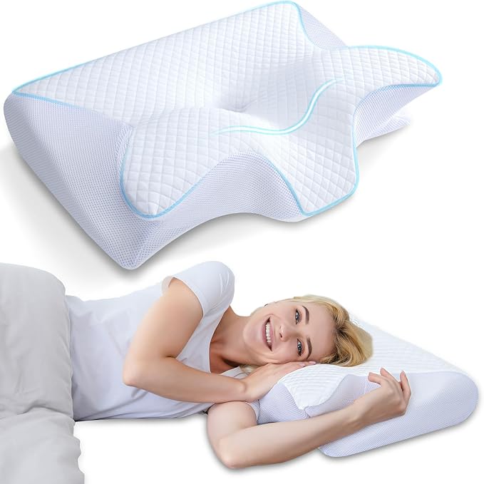 HOMCA Memory Foam Cervical Pillow, 2 in 1 Ergonomic Contour Orthopedic Pillow by HOMCA