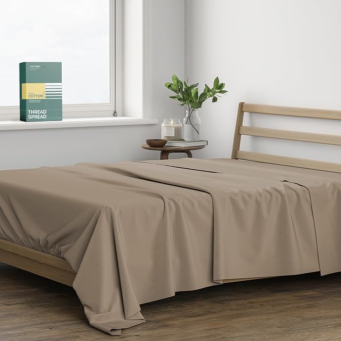 THREAD SPREAD 100% Organic Cotton Percale Flat Sheet Full Size by THREADSPREAD