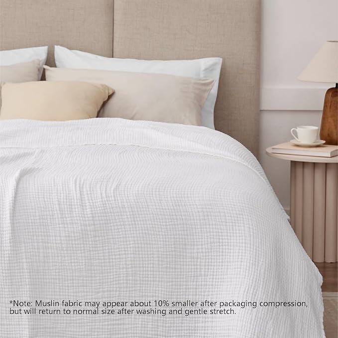 100% Cotton Muslin Blanket California King 120" x 90", 6 Layers Breathable and - Image 5