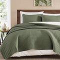 WRENSONGE Queen Quilt-3 Pieces Lightweight Bedspreads Olive Green Queen Size by WRENSONGE