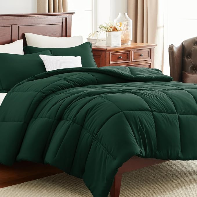 CozyLux Oversized King Comforter Set, 3 Pieces Emerald Green 120x98 Box - Image 9