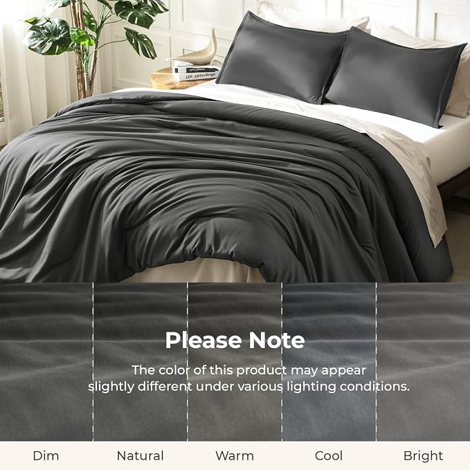 Litanika Comforter Set Dark Grey Oversized King Size, 3 Pieces Lightweight - Image 8