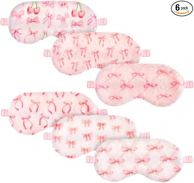 Cuffbow 6 Pack Plush Sleep Mask Set, Cute Plush Eye Masks by Cuffbow