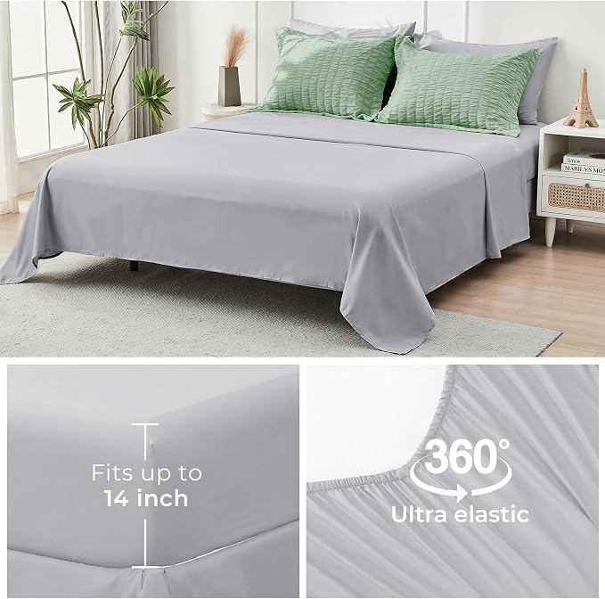 HYMOKEGE Sage Green/Light Grey Twin XL Comforter Set Seersucker 5 Pieces - Image 7