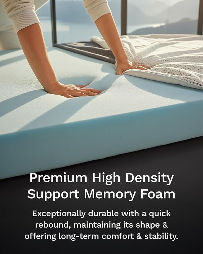 ViscoSoft 4 Inch Memory Foam Mattress Topper Short Queen - Image 3