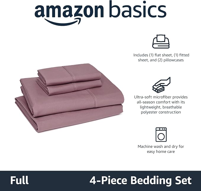 Amazon Basics Lightweight Microfiber 4-Piece Bed Sheet Set - Image 2