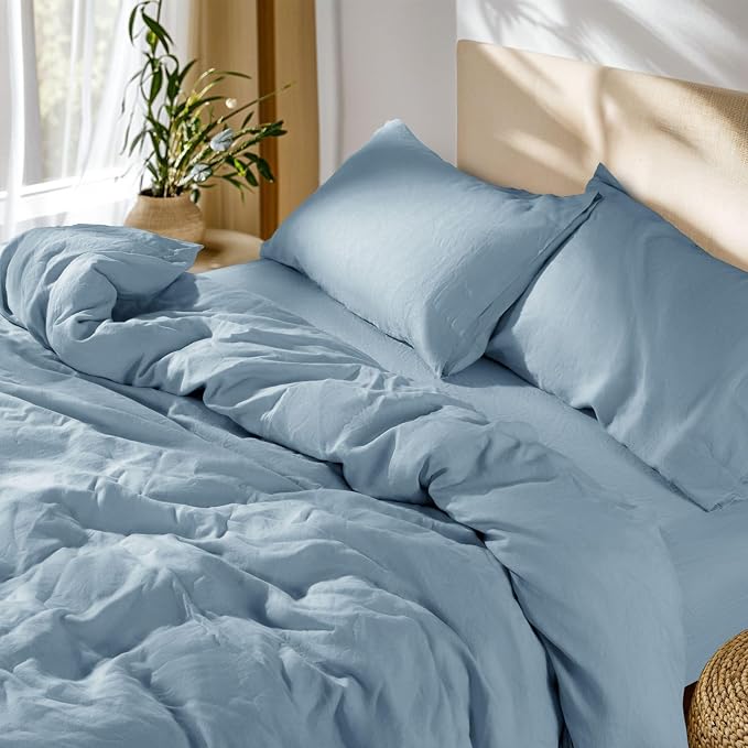 SONORO KATE 100% French Linen Duvet Cover King Size, Soft Breathable by SONOROKATE