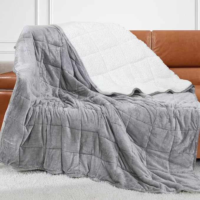 Alomidds Weighted Blanket Queen Size 20lbs 60x80 inches, Sherpa Heavy Blankets by Alomidds